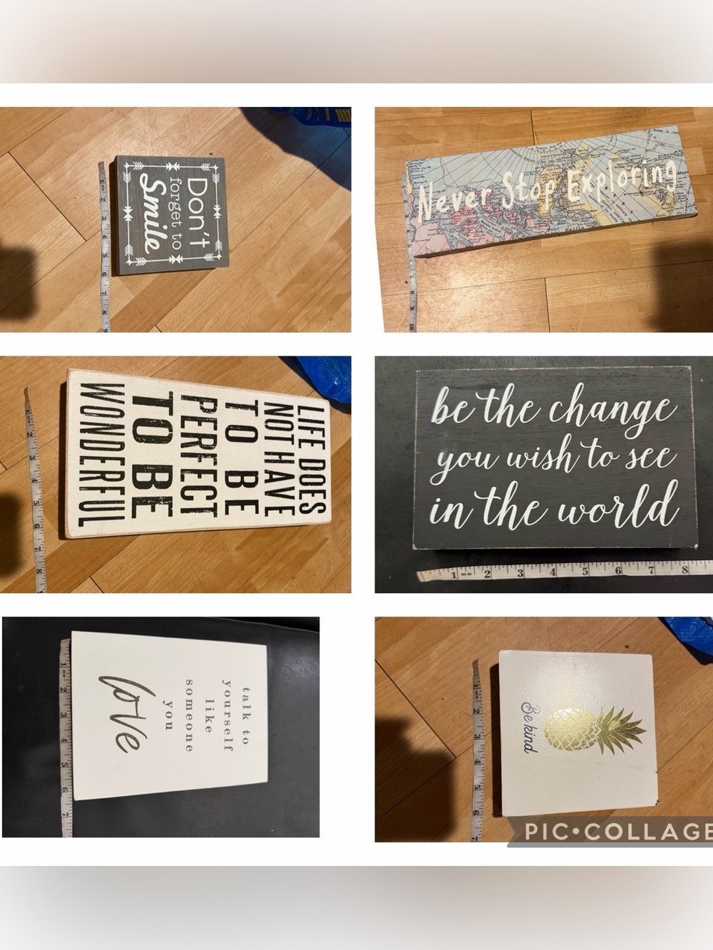 Motivational Inspirational Wall Wood Blocks Decor Plaque Bundle Set of 6 pcs